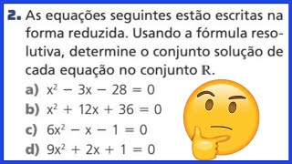 Determine o Conjunto Solução de Cada uma das Equações do 2° Grau [upl. by Ternan]