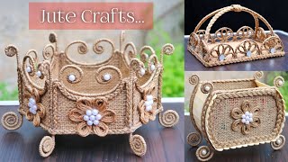 DIY Jute Basket  Jute Flower Basket  Jute Handmade Crafts for your Home Decoration [upl. by Noramac]