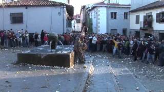 Man in Devil Costume getting pelted by turnips  Jarramplas 2010 [upl. by Robson]