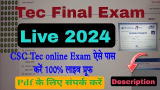 tec final live exam 2024 CSC tec online exam tec live exam questions answers tec final exam 2024 [upl. by Jared]