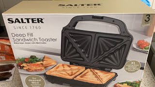 SALTER XL DEEP FILL SANDWICH TOASTER UNBOXING REVIEW [upl. by Kristianson]