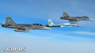 Ukrainian pilots intercept russian fighter jet with swedish JAS 39 Gripen [upl. by Dunn]