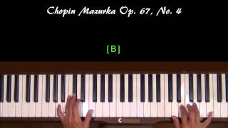 Chopin Mazurka Op 67 No 4 Piano Tutorial SLOW [upl. by Hanahsuar]