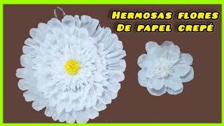 Realiza una bella flor 🌸Grande y una flor pequeña de papel crepé 🌼 para Decoración [upl. by Keele319]