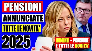 PENSIONI ULTIMORA 👉 ANNUNCIATE TUTTE LE NOVITÀ IN ARRIVO DA GENNAIO AUMENTI PROROGHE E ALTRO 💰 [upl. by Pul]