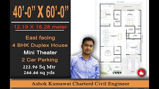 40 x 60 Feet │40x60 House Plan│40x60 duplex house plan│2400 sqft│2 car With garden │ashok kumawat [upl. by Leemaj502]