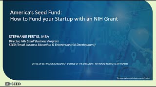 Americas Seed Fund How to Fund Your Startup with an NIH Grant [upl. by Evander]