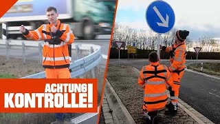 AUTOBAHNSCHILDER ersetzen ⚠️ VORSICHT bei der Arbeit 22 Kabel Eins  Achtung Kontrolle [upl. by Maxantia]