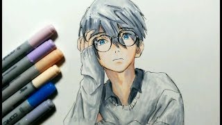 【コピック】男子描いてみた 悩むメガネくん [upl. by Aleka]