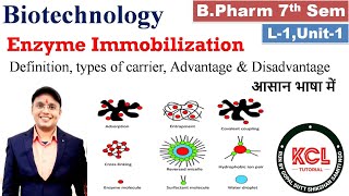 Enzyme Immobilisation  Carrier used Advantage amp Disadvantages  L1 Unit1 Biotechnology 6th Sem [upl. by Nedroj49]