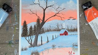 Winter Scenery Painting  Acrylic Painting for Beginners art painting video [upl. by Eimoan361]