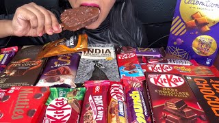 ASMR EATING KITKATMUNCHDIARYMILK SILKAMUL DARK CHOCHOLATELONDON DIARY ICECREAM CHOCOLATE PARTY [upl. by Edlitam]