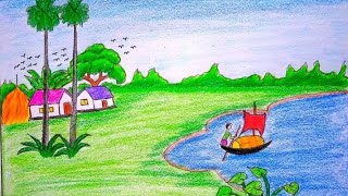 Village scenery drawing [upl. by Ticknor543]