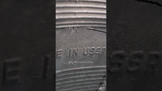 Made in USSR information sign on rubber tire [upl. by Anaerdna287]