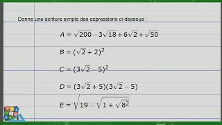 Exercice corrigé de Maths 3eme  Fascicule ADEM  Activités numériques  Racine carrée [upl. by Nomled315]