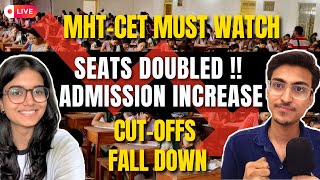 Major Update 🚨 Seat Increase  Cutoff 📉 Percentile vs College  MHT CET 2024 CAP Round Counselling [upl. by Brnaby]