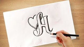 how to make quotHquot letter ❤️ tattoo design  very beautiful pencil drawing easy [upl. by Timrek894]