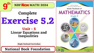 Exercise 52 Class 9 Maths NBF Book  Federal Board  Unit 5  Linear Equations and Inequalities [upl. by Sivrat243]