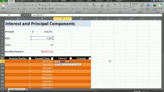 Financial Analysis how to calculate principle amp interest components using excel [upl. by Jaynell]