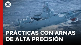 Barcos de guerra rusos practican con armas de alta precisión en el océano Atlántico [upl. by Tana]