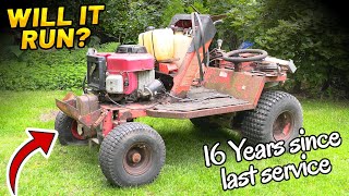 16 YEARS SINCE THE LAST SERVICE  Abandoned Tractor Mower  Will it Run [upl. by Anaytat]