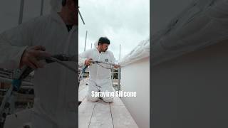 Spraying silicone render plaster construction [upl. by Nivrag486]