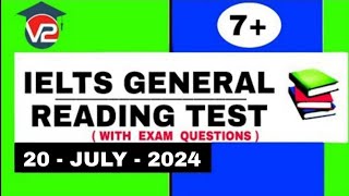 IELTS GENERAL READING PRACTICE TEST  V2 IELTS  20  JULY  2024 [upl. by Marylynne363]