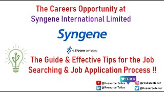 Syngene International LtdJob  Careers  Effective Tips for Job Application RampD Job  How to Apply [upl. by Doak906]