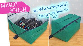 Magic Pouch nähen in Wunschgröße mit Längenverhältnis 12  Wide open Pouch  Nähanleitung mommymade [upl. by Ailama]