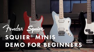 Squier Minis Demo For Beginners  Stratocaster Jazzmaster amp Precision Bass  Fender [upl. by Bevin]