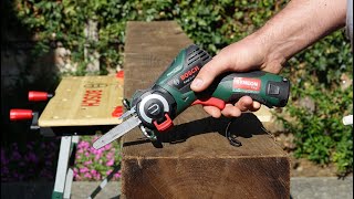 Battery Powered Chainsaw Bosch EasyCUT 12 Li test [upl. by Nalro762]