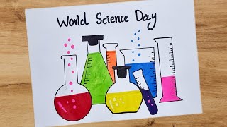 World Science Day Drawing Easy Step How to Draw World Science Day Poster Happy Science Day Chart [upl. by Gwyn]