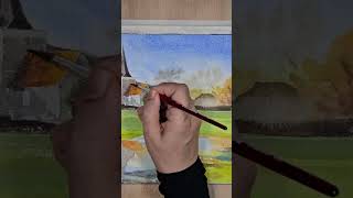 Evening scene Watercolor Painting tutorial [upl. by Cusick]