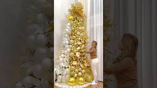 Gold amp white Christmas treeviralvideo chritmasdecoration youtubeshorts christmas christamas [upl. by Vizza]