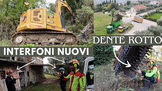 DISBOSCAMENTO CON TRINCIA FORESTALE COLLEGATA AL CATERPILLAR E INTERFONI NUOVI PER I RAGAZZI [upl. by Aneloj]