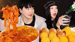 여동생이랑 엽떡 마라로제 떡볶이 먹방 🔥 ft 깡소주 뿌링치즈볼 뿌링핫도그 콘마요 리얼사운드 엽떡 신메뉴 꿀조합 Mala Rosé Tteokbokki Mukbang asmr [upl. by Anaiek941]