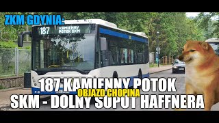 ZKM Gdynia 187 z objazdem przez Chopina Kamienny Potok SKM  Dolny Sopot Haffnera nowe Conecto [upl. by Nirag]