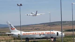 Departure of an A380 aircraft bound for Frankfurt Airport Germany from Teruel Airport Spain [upl. by Andel]