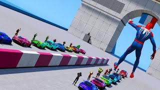 Stunt Ramp Paris 🏁 Drag race challenge superheroes edition Whos the cooler team 🌟 [upl. by Nimajnab293]