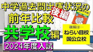 【中学受験】2024年度入試「中学過去問出庫状況の前年比較（共学校・後編）」ねらい目校はどこ？＋国公立まとめ※2023年11月時点 [upl. by Alegnaoj]