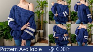 How to Crochet Oversized Sweater  Pattern amp Tutorial DIY [upl. by Saw745]