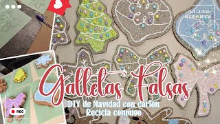 🎄 DIY GALLETAS FALSAS CON CARTÓN🎄RECICLA CONMIGO 🎄DIY DE NAVIDAD 🎄navidad2024 christmas2024 [upl. by Lottie279]