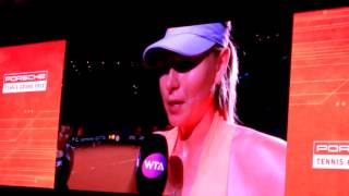 Maria Sharapova match point  winner interview vs Makarova  Porsche Tennis Grand Prix 2017 [upl. by Orodisi]