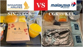 Singapore Airlines B777300ER vs Malaysia Airlines B737800  Comparison to and from Jakarta [upl. by Naimerej]