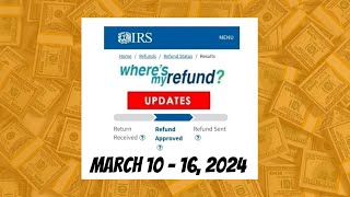 IRS Wheres My Refund Weekly Update  March 10  16 2024 [upl. by Limemann]