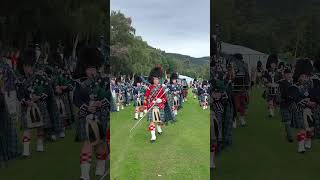 drummajor leads Ballater pipeband marchingband out of the 2024 Ballater highlandgames shorts [upl. by Bonucci]