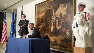 President Obama Signs a Condolence Book at the French Embassy [upl. by Bailie]