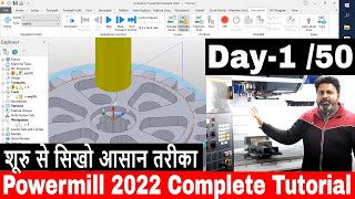 How to Start Powermill 2022 Complete Tutorial for beginners in Hindi  Delcam programming tutorial [upl. by Hector]