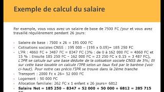 Calcul du salaire en RDC en 2020 [upl. by Laktasic69]