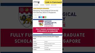 Study in Singapore with Nanyang Technological University Scholarship shorts [upl. by Adest771]